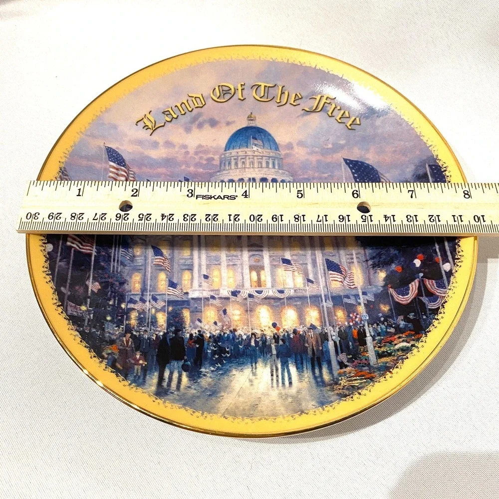 collectible decorative‎ plate flag over the capitol by thomas kinade A 3297